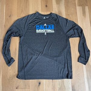 Official Dallas Mavericks Adidas Long Sleeve Practice Shirt Grey 2XLT